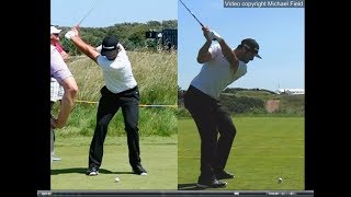 Jon Rahm golf swing  Long Iron faceon amp downtheline July 2017 [upl. by Gold604]