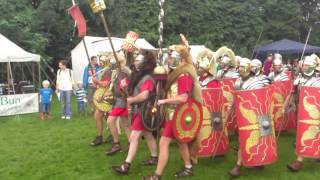 Roman Reenactment at the Amphitheatre in Caerleon Marching In [upl. by Ailet]