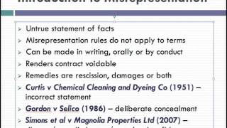 Misrepresentation Lecture 1 of 4 [upl. by Oler]